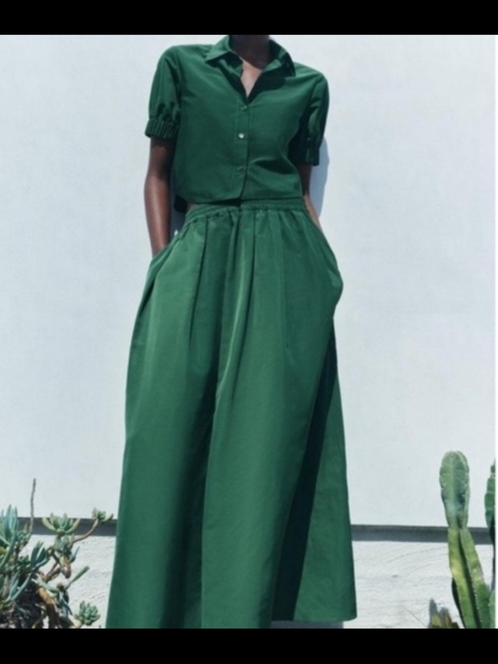 Zara Green Maxi Skirt M-l